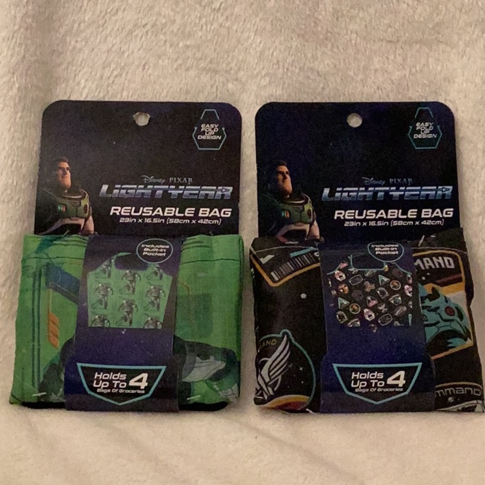 Disney Lightyear Reusable Bags ~ Set of 2 ~ 23" x 16.5" ~ 100% Polyester ~ NIP